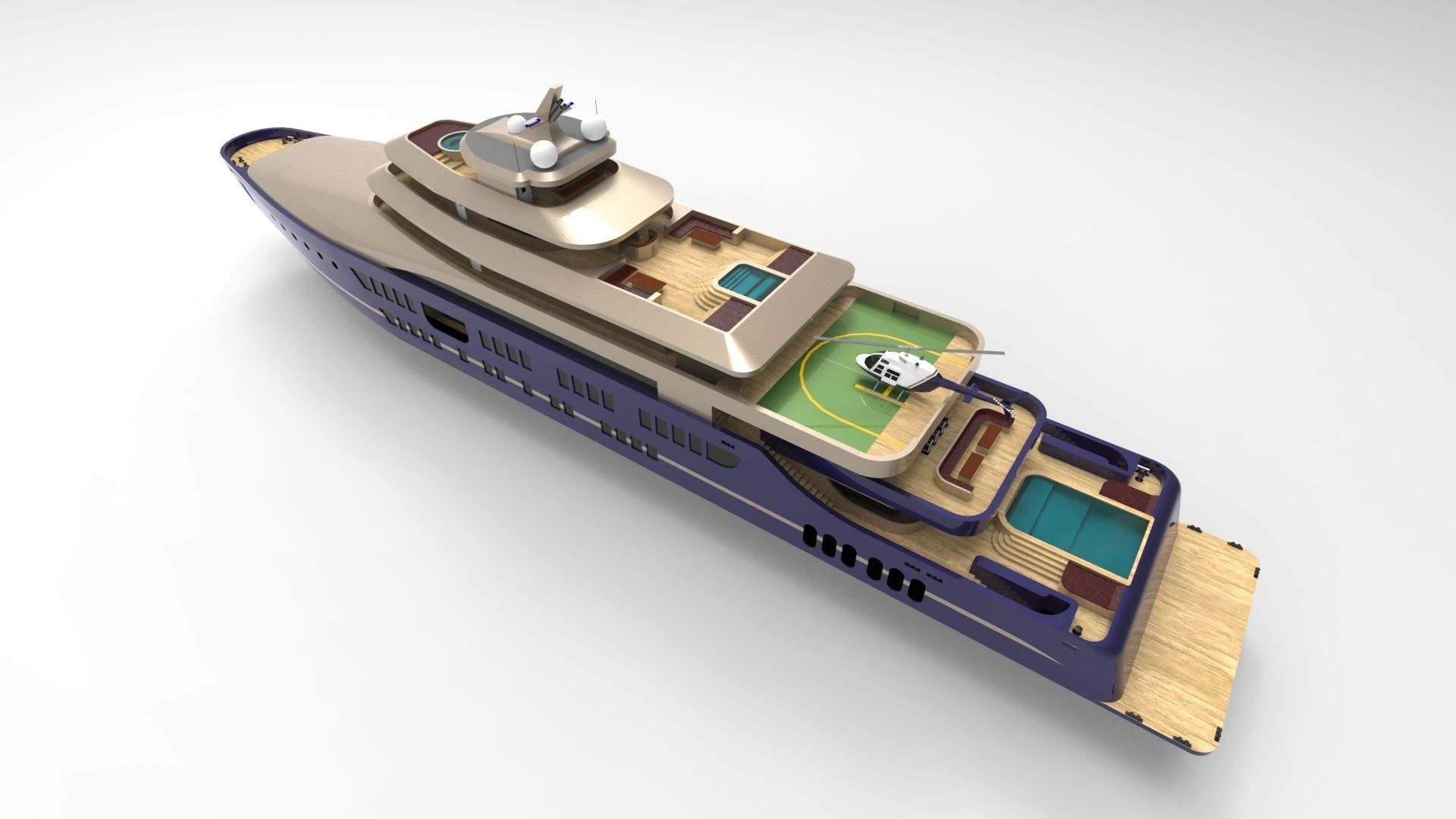 luxury yacht 88 3D model_7