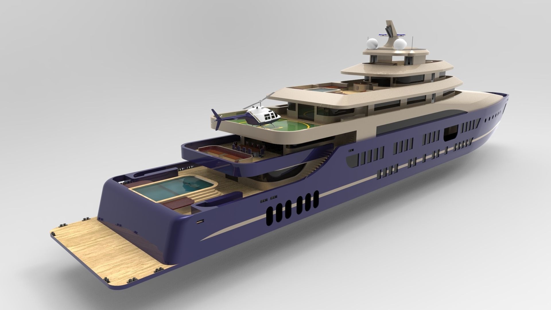 luxury yacht 88 3D model_6