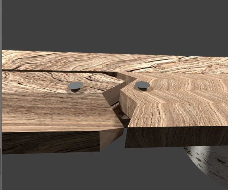 Rustic set wooden bench Free 3D model_2