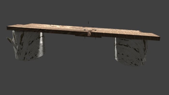 Rustic set wooden bench Free 3D model_1