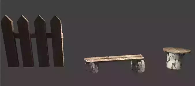 Rustic set wooden bench