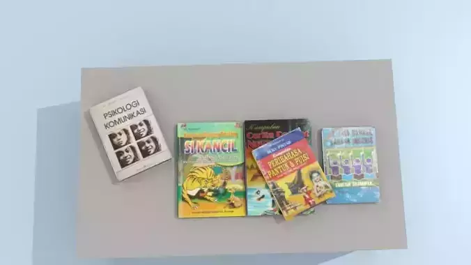 Book set 3D model table with books