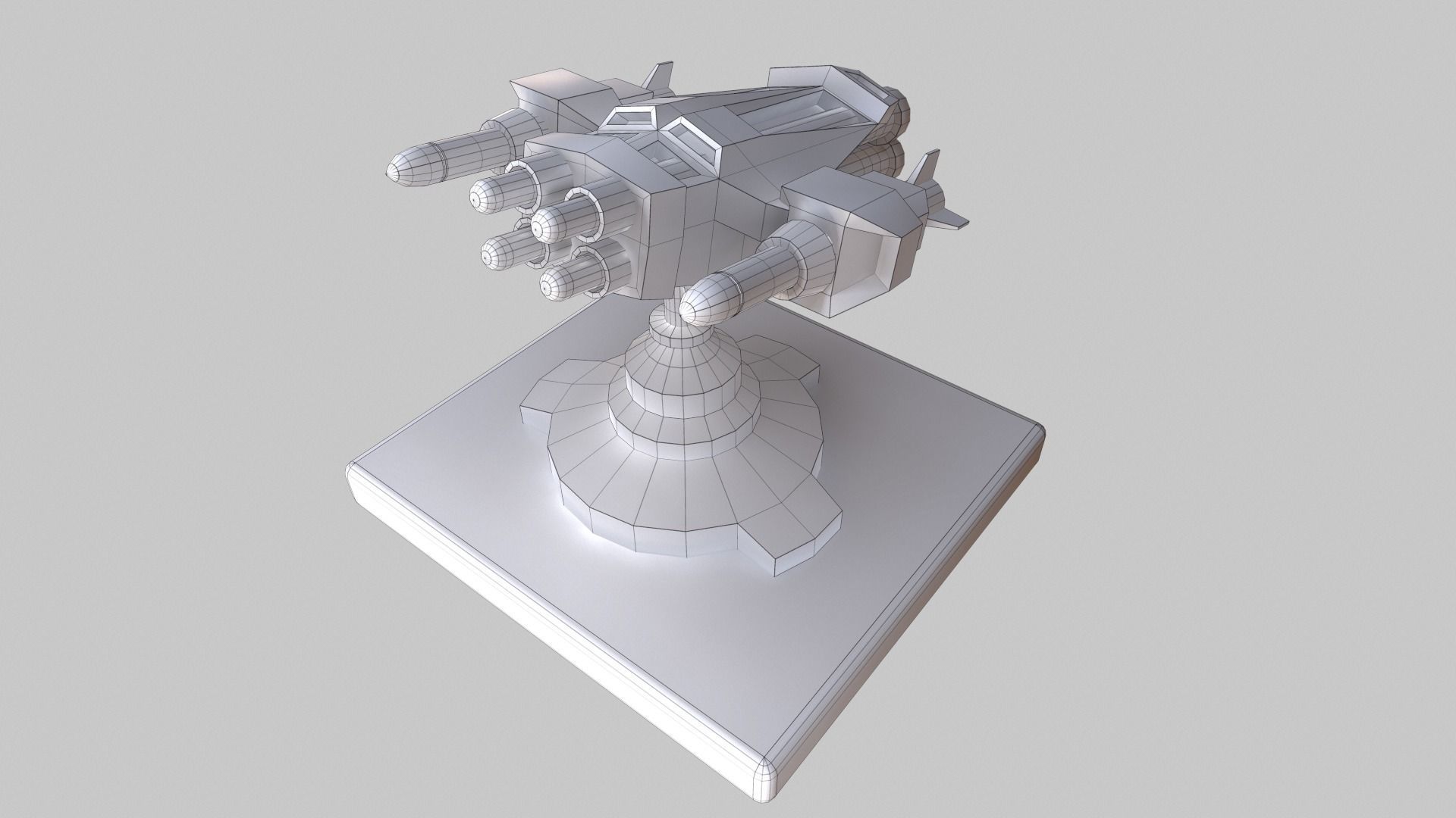 Missile Turret Low-poly 3D model_5