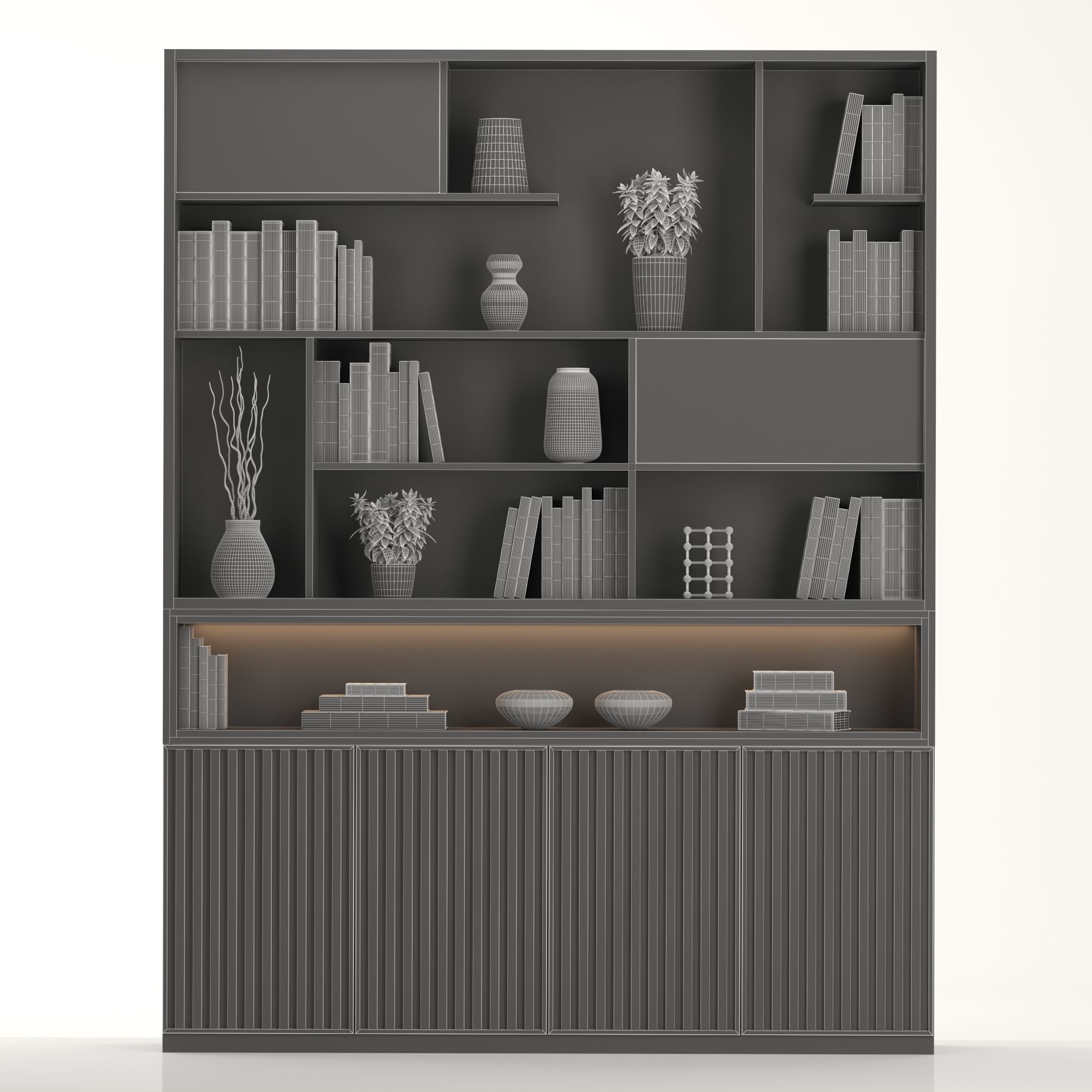 Rack and Bookcase 02 3D model_4
