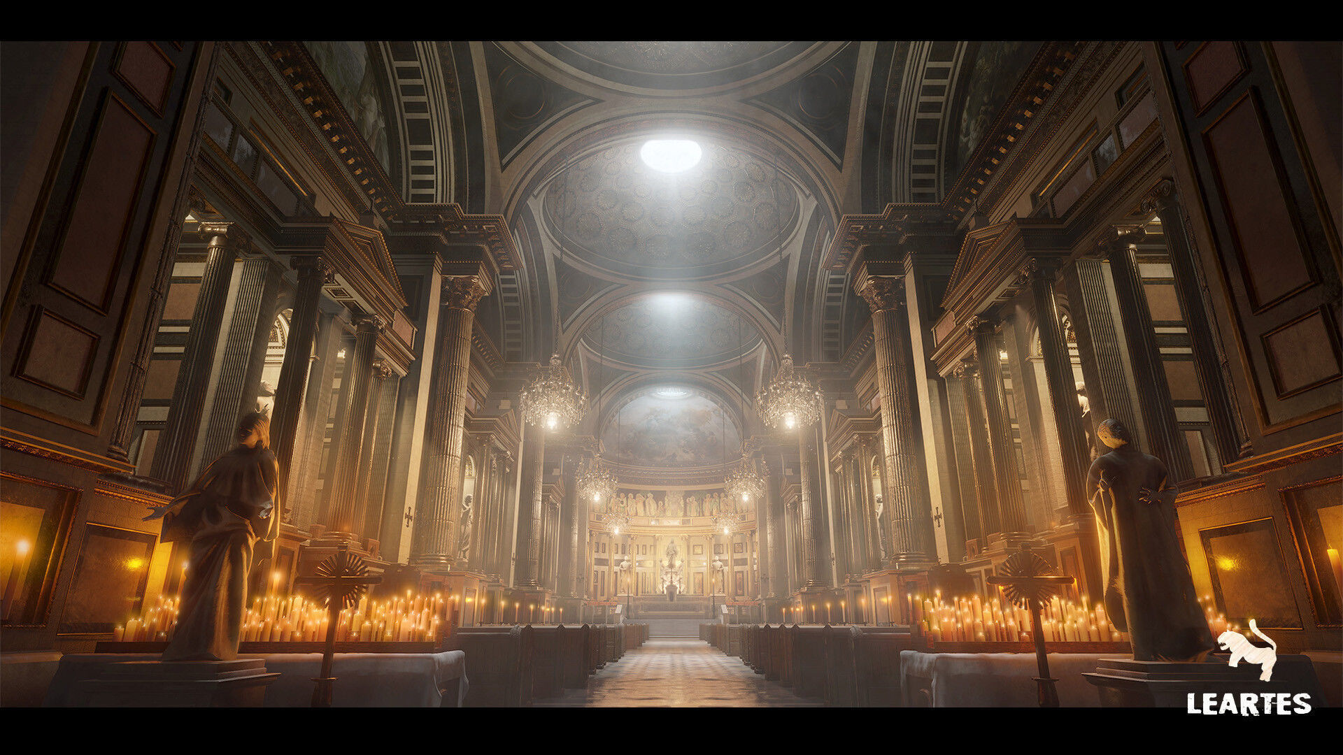 Church Cathedral Interior Environment Low-poly 3D model_4
