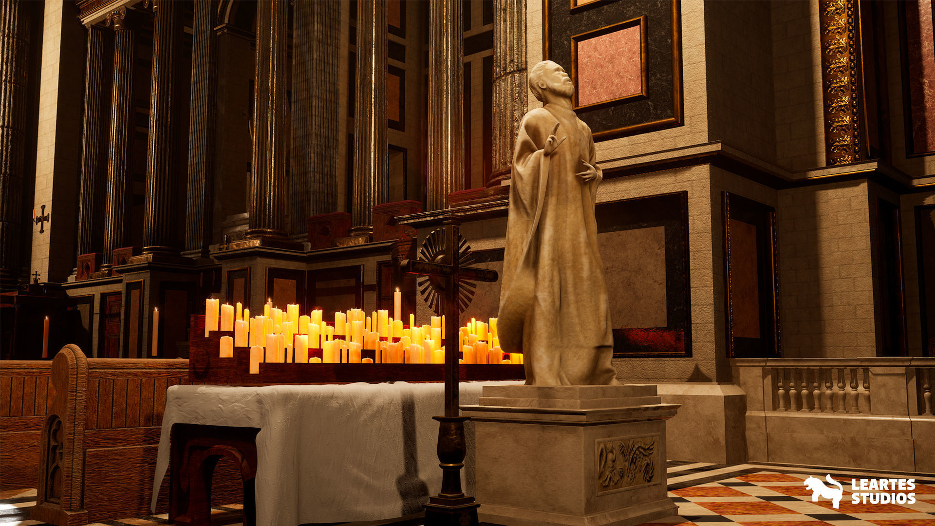 Church Cathedral Interior Environment Low-poly 3D model_10