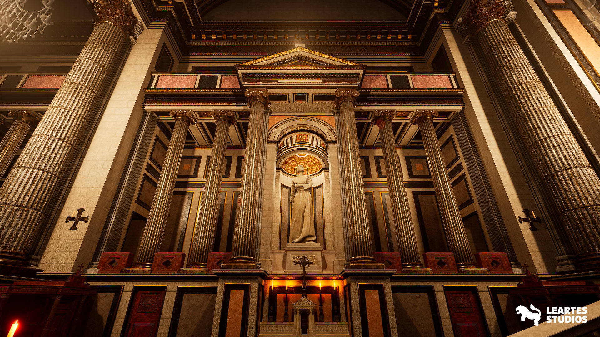 Church Cathedral Interior Environment Low-poly 3D model_7