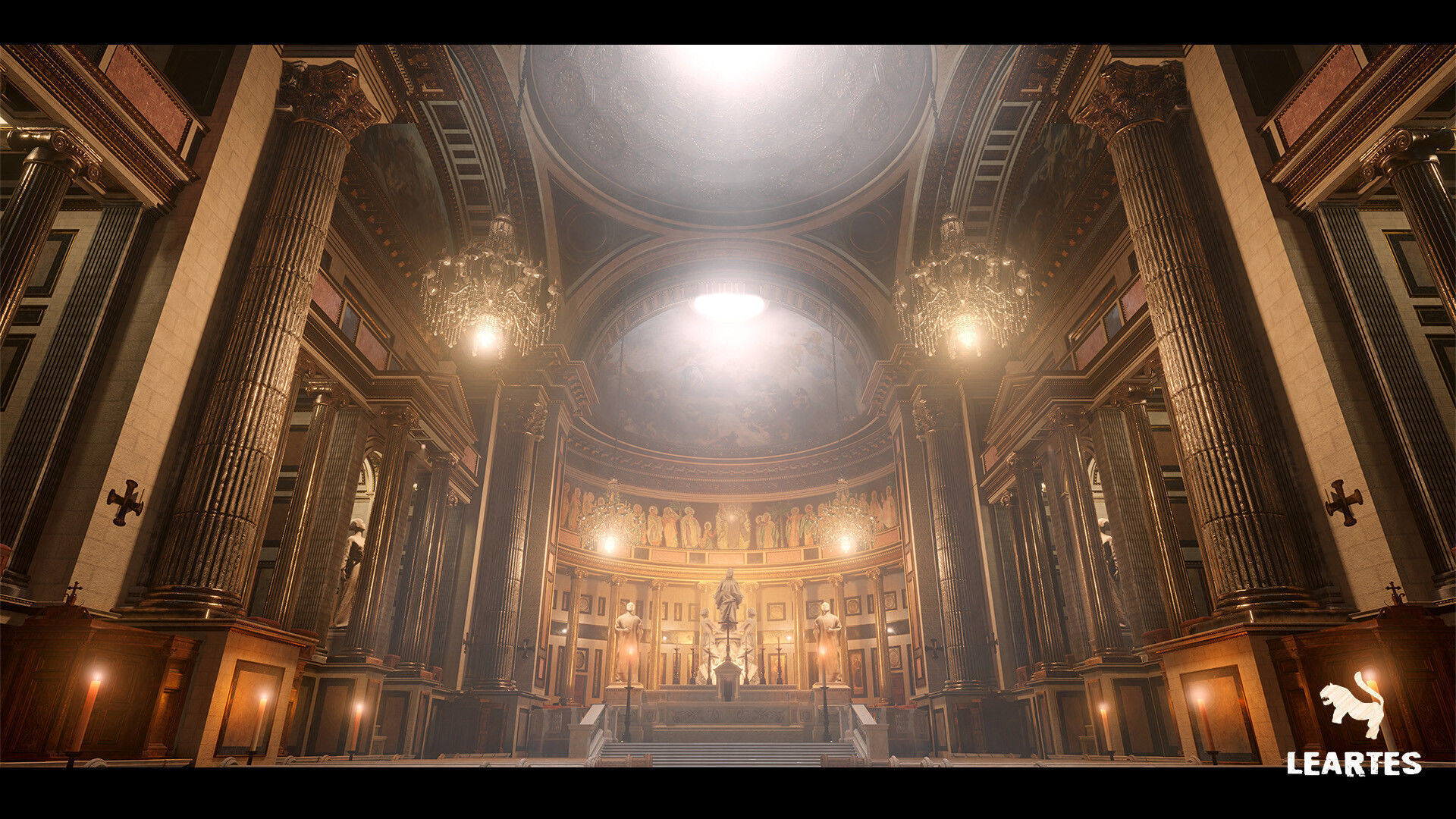 Church Cathedral Interior Environment Low-poly 3D model_3