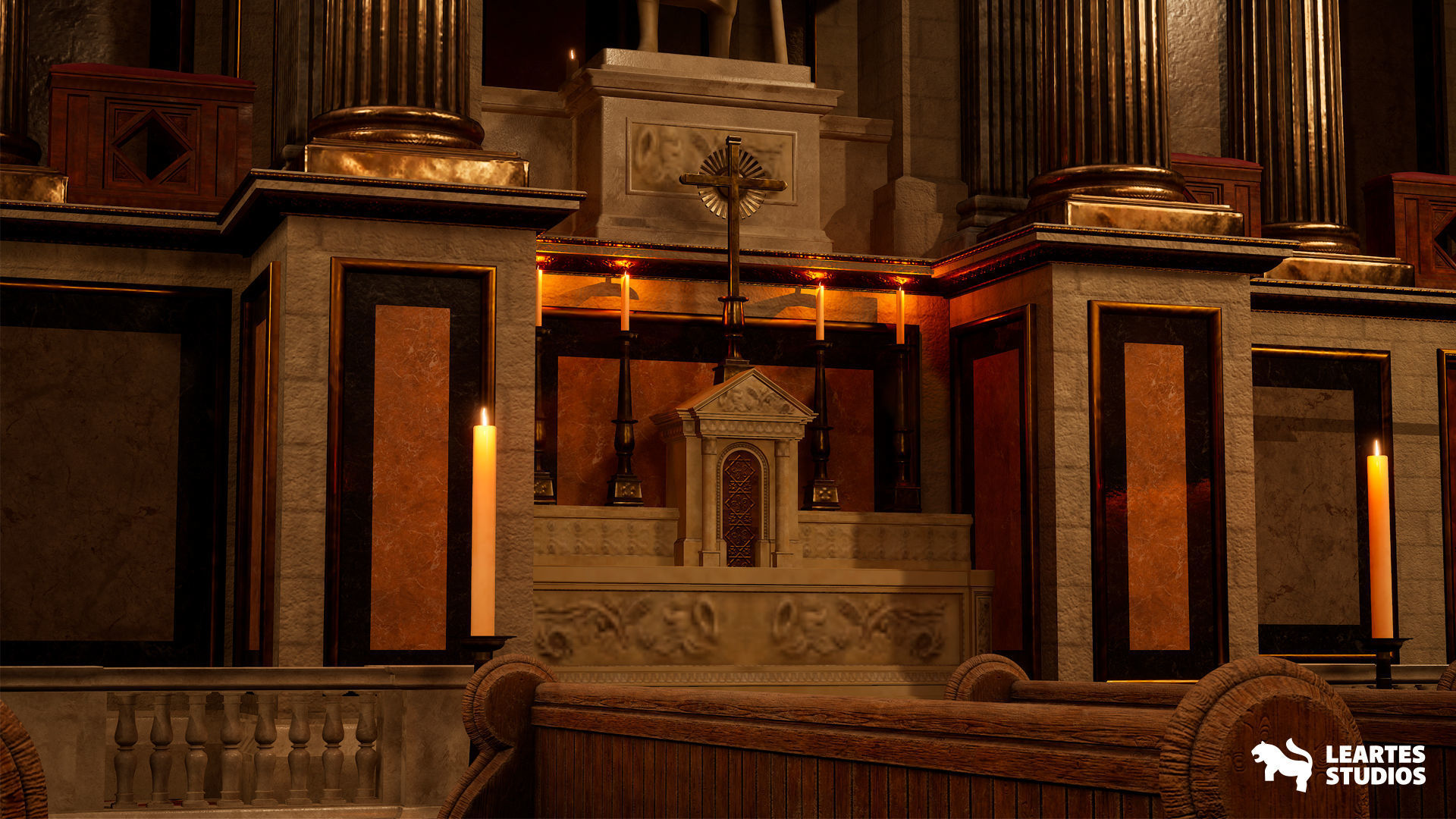 Church Cathedral Interior Environment Low-poly 3D model_9