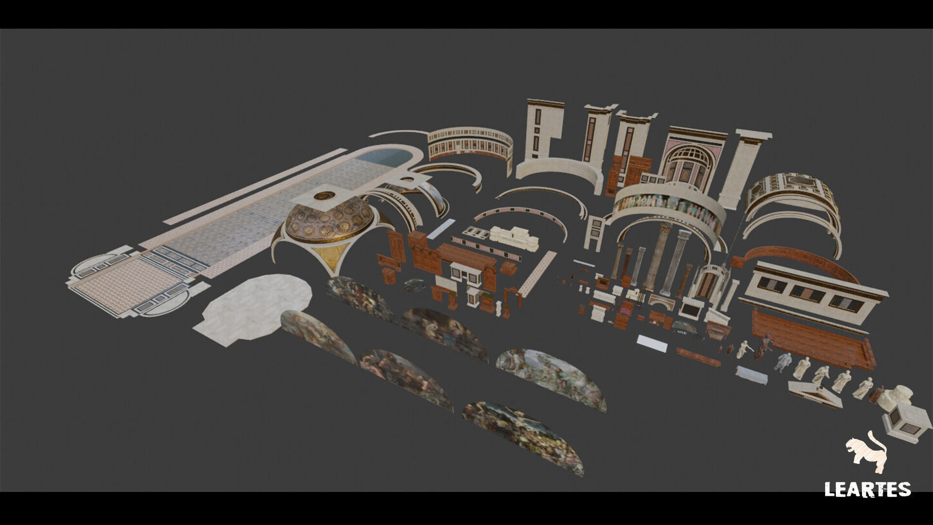 Church Cathedral Interior Environment Low-poly 3D model_12