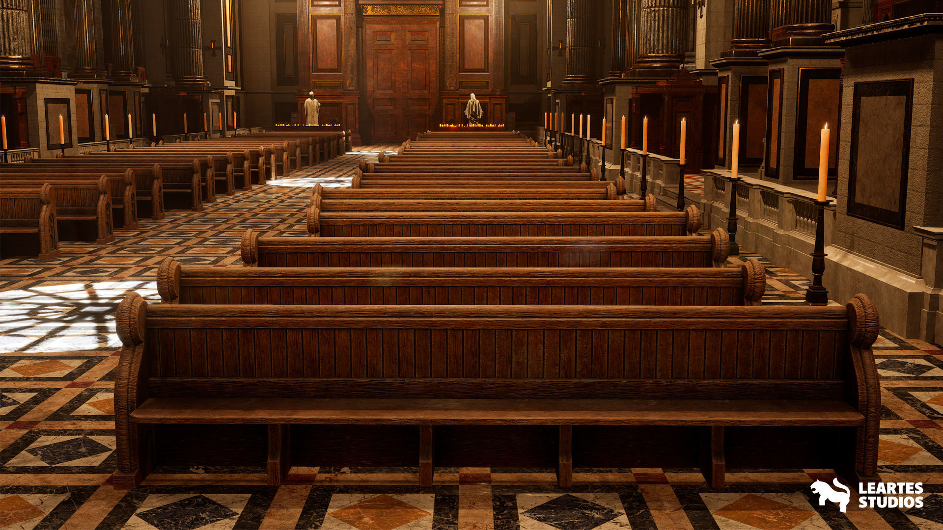 Church Cathedral Interior Environment Low-poly 3D model_13