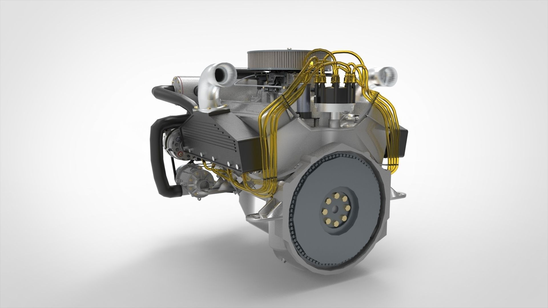 Marine Engine V8 3D model_2