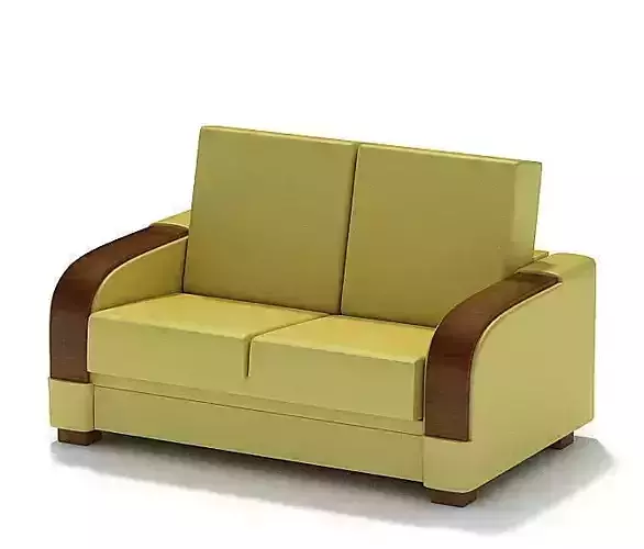 Yellow Love Seat Couch 3D model