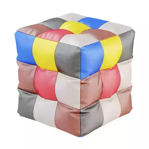 Eco-leather pouf colored