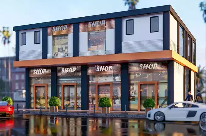 shops shop building on corner of street