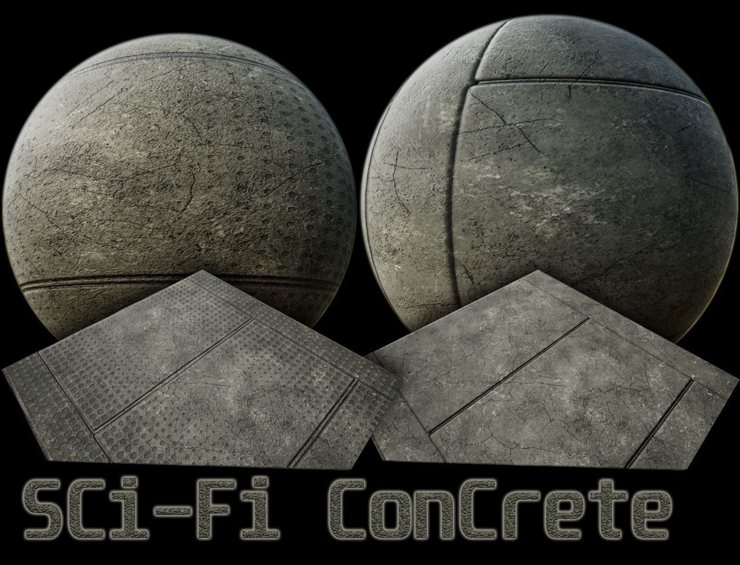 sci fi Concrete floor - modular kit - set C - Low-poly 3D model_4