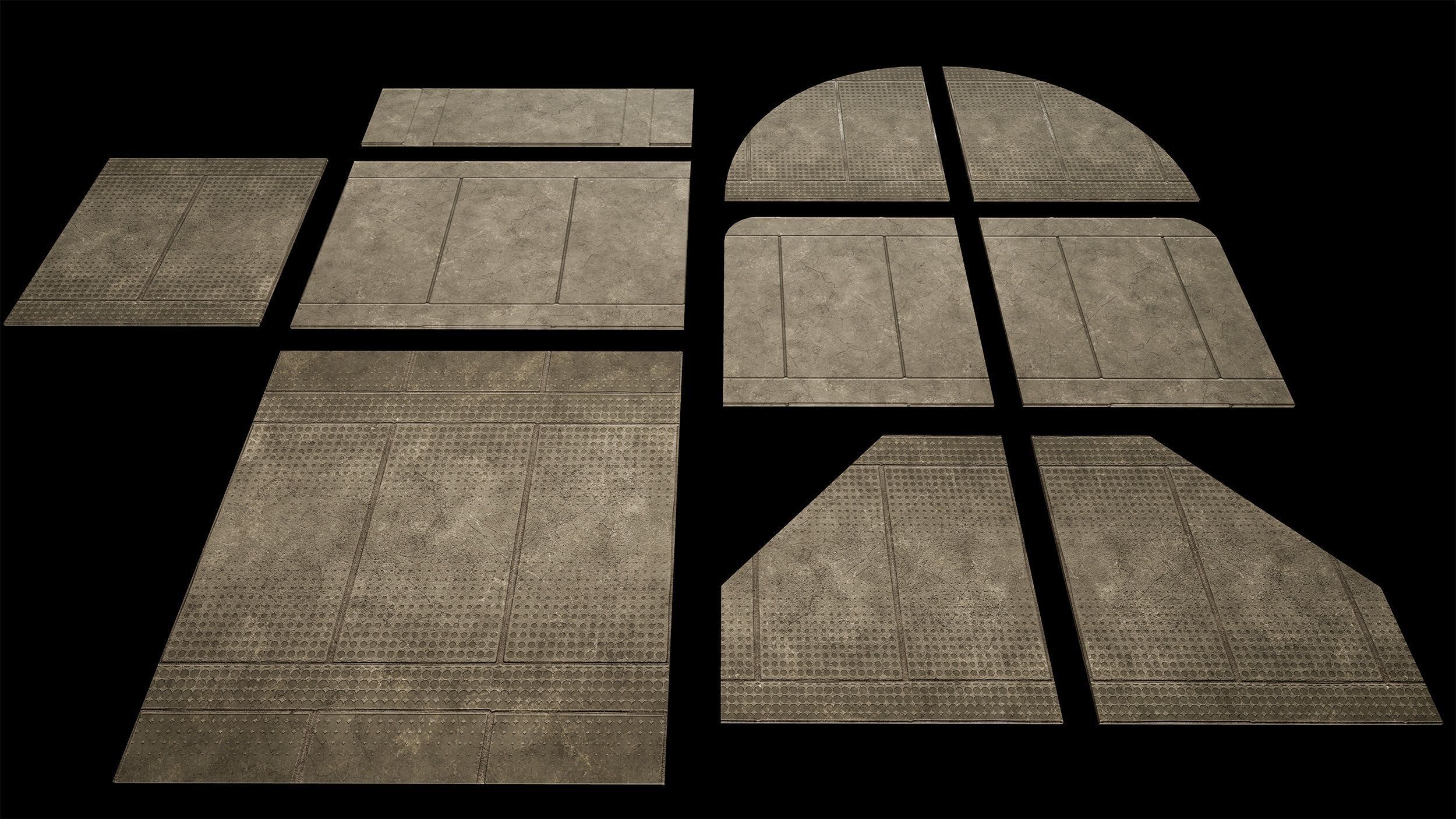 sci fi Concrete floor - modular kit - set C - Low-poly 3D model_2