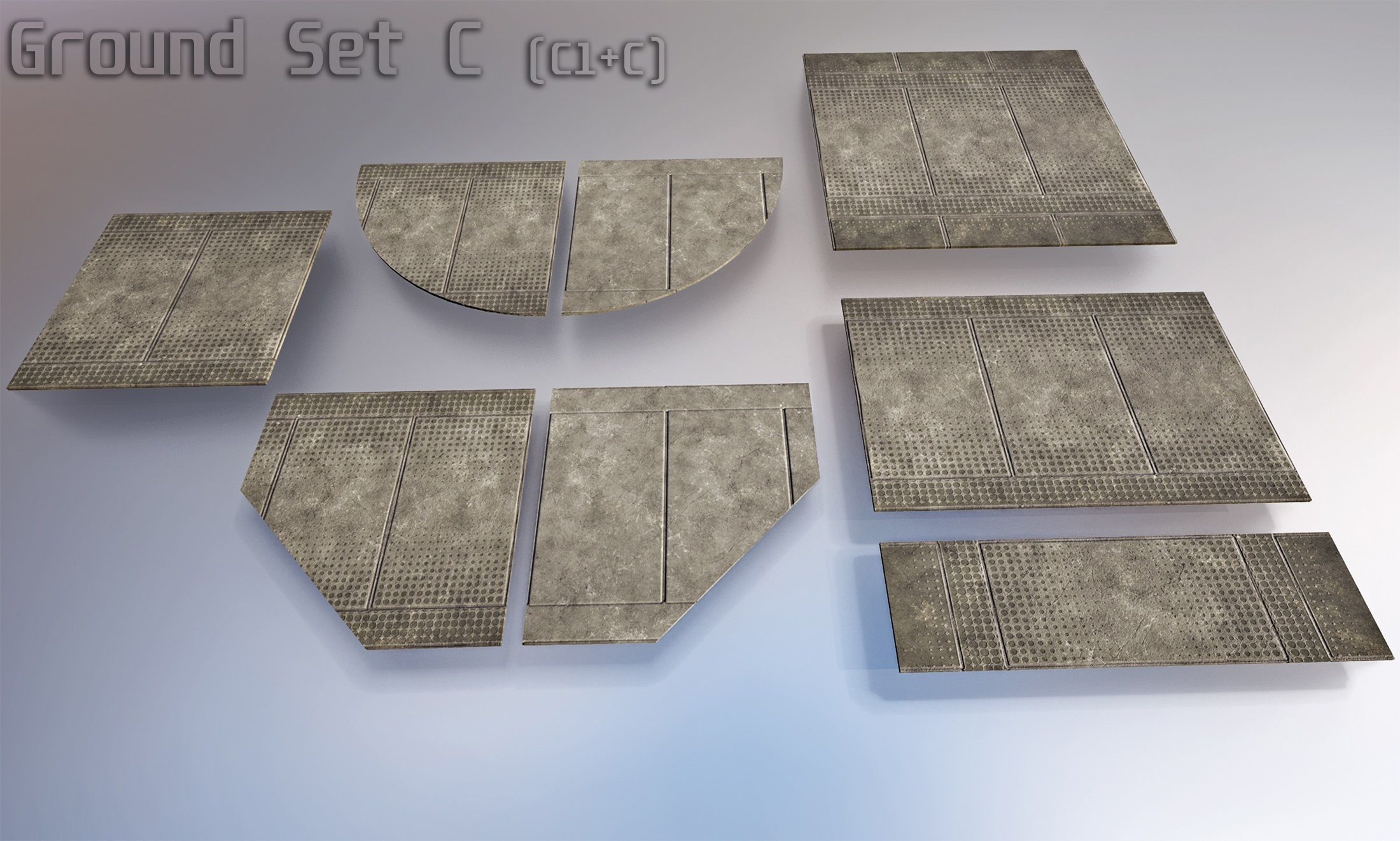 sci fi Concrete floor - modular kit - set C - Low-poly 3D model_8