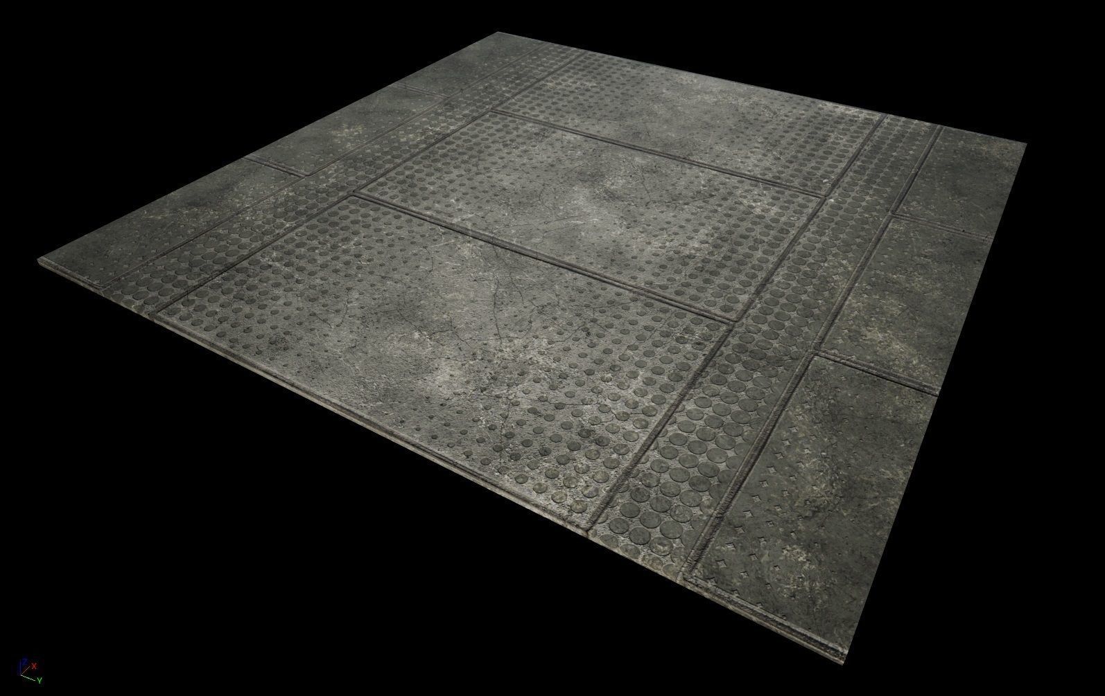 sci fi Concrete floor - modular kit - set C - Low-poly 3D model_10