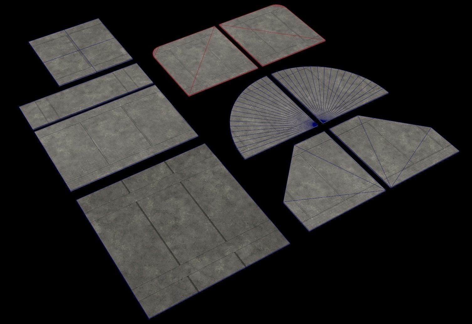 sci fi Concrete floor - modular kit - set C - Low-poly 3D model_19