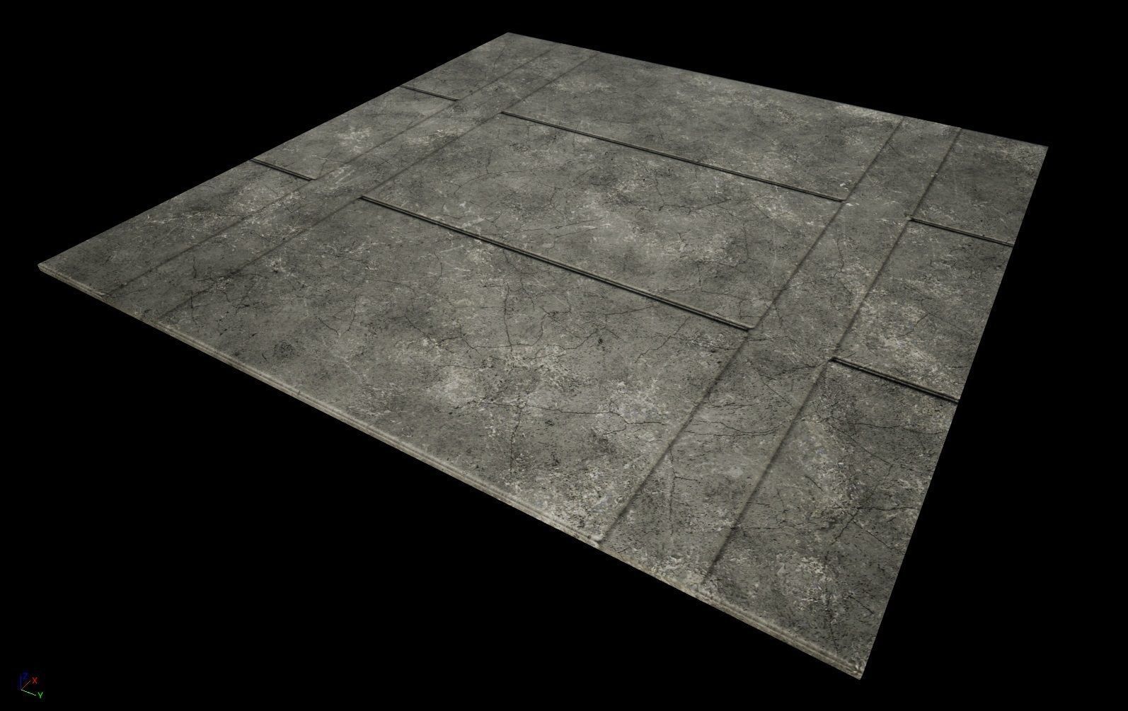sci fi Concrete floor - modular kit - set C - Low-poly 3D model_13