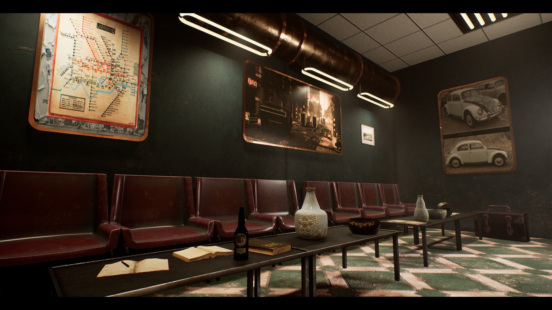 SteamPunk Victorian Metro Station Interior Low-poly 3D model_8