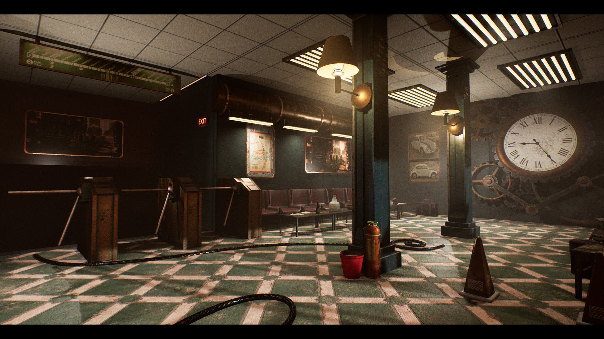 SteamPunk Victorian Metro Station Interior Low-poly 3D model_3