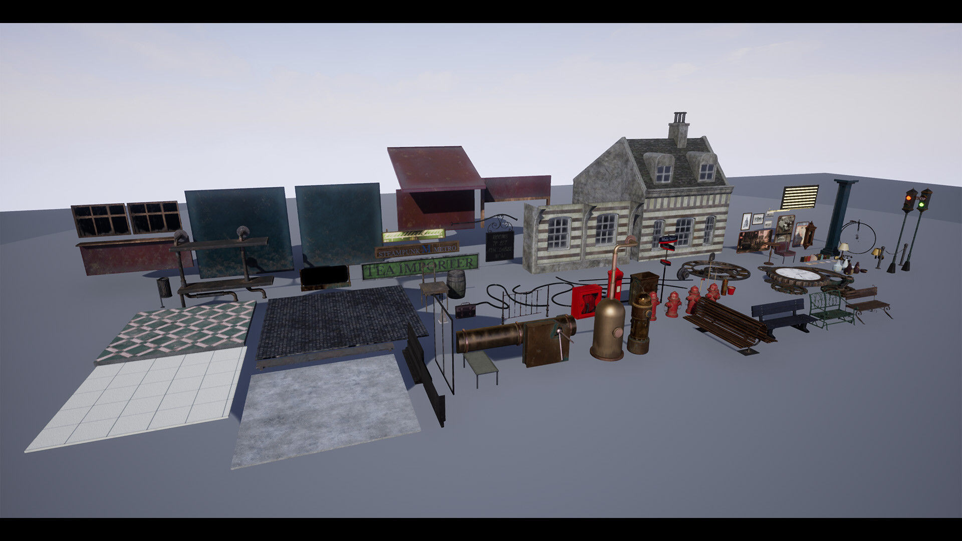 SteamPunk Victorian Metro Station Interior Low-poly 3D model_16