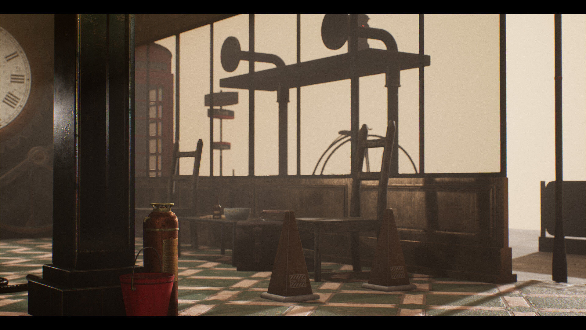 SteamPunk Victorian Metro Station Interior Low-poly 3D model_9