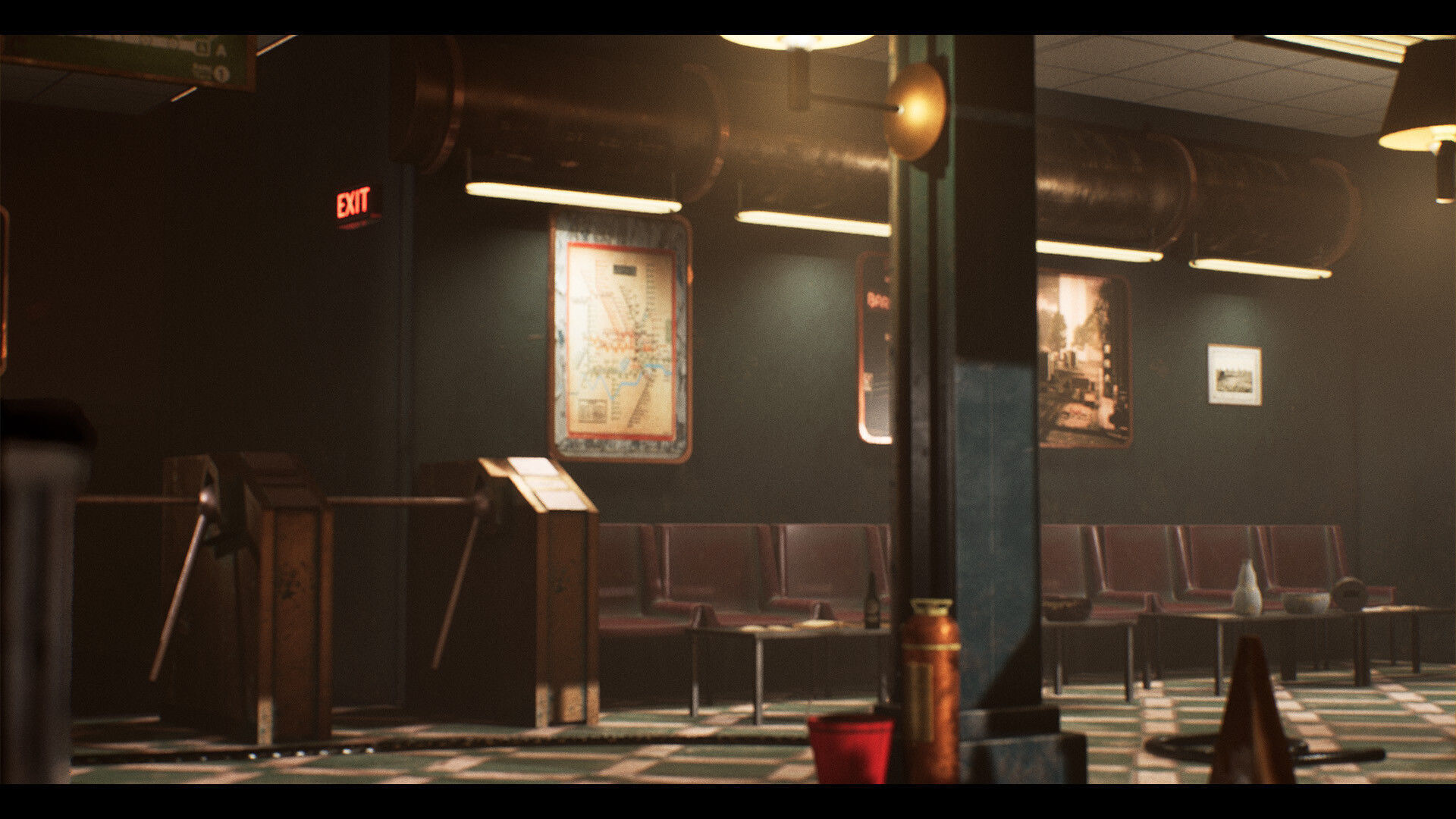 SteamPunk Victorian Metro Station Interior Low-poly 3D model_6