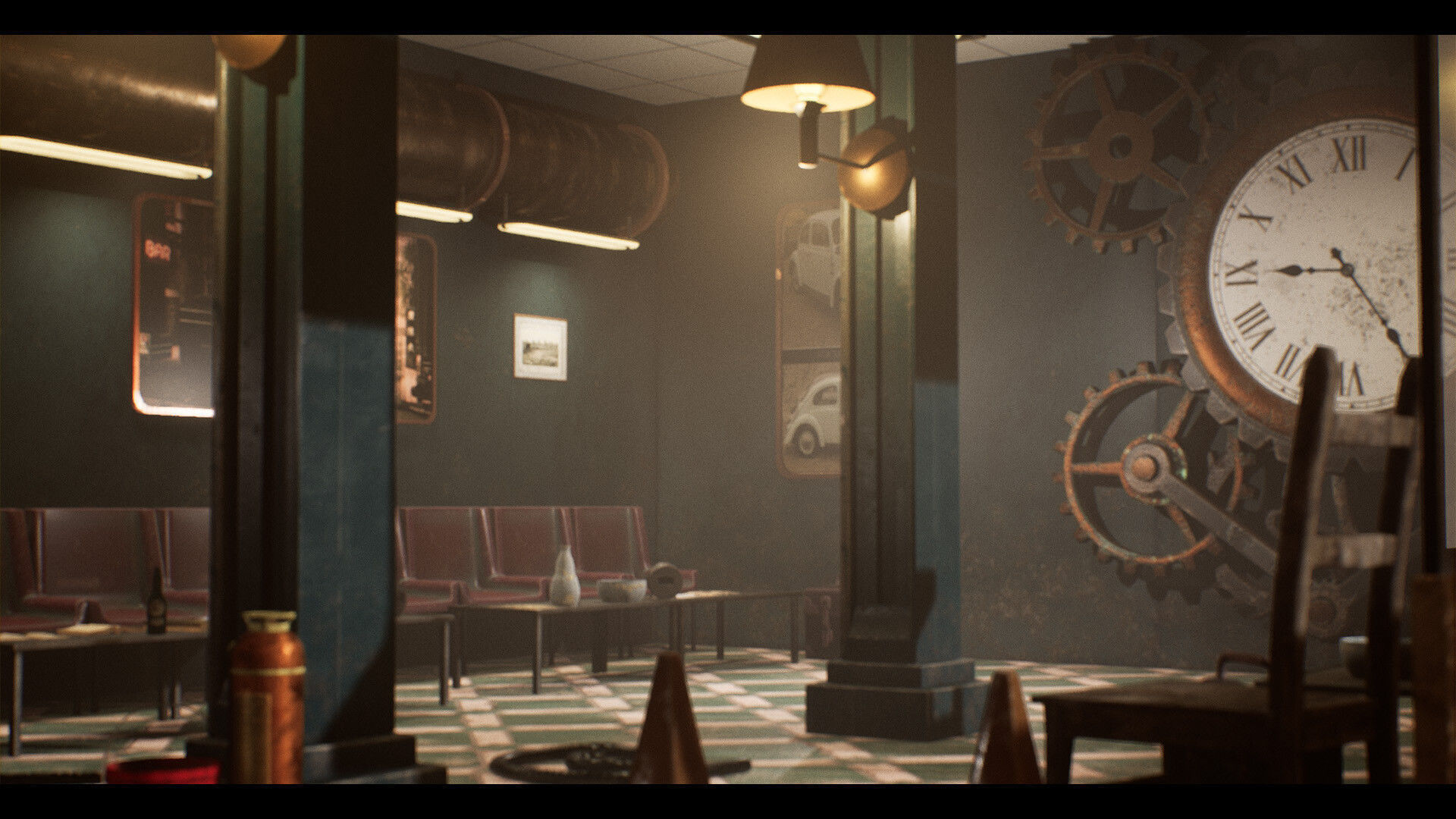 SteamPunk Victorian Metro Station Interior Low-poly 3D model_7