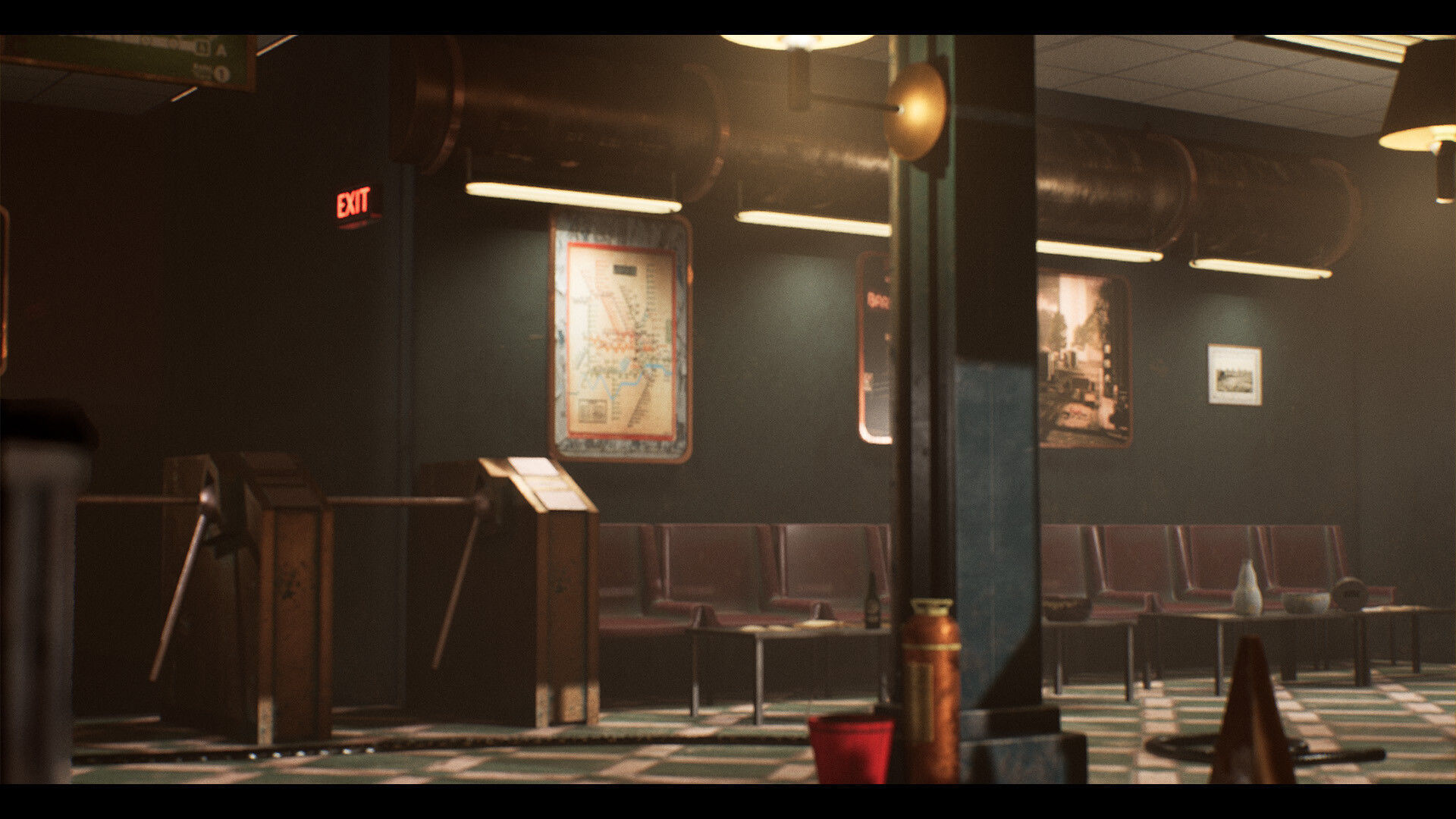 SteamPunk Victorian Metro Station Interior Low-poly 3D model_2