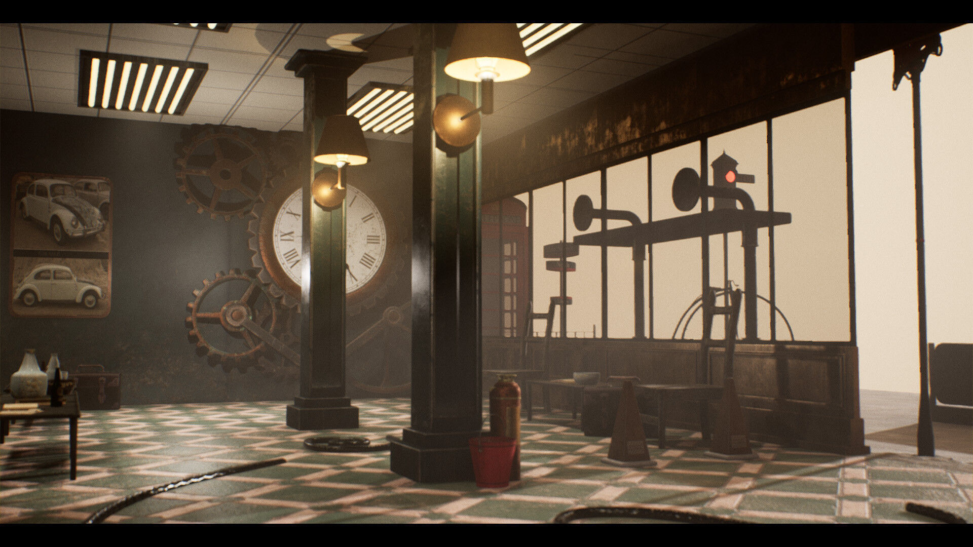SteamPunk Victorian Metro Station Interior Low-poly 3D model_4