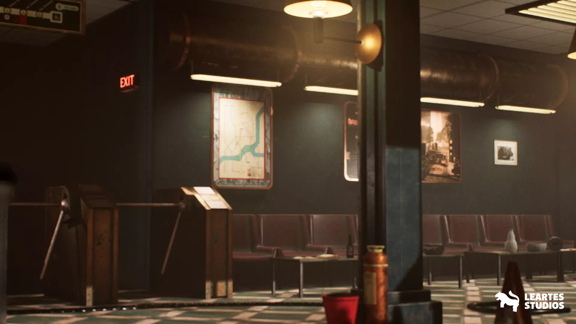 SteamPunk Victorian Metro Station Interior Low-poly 3D model_0