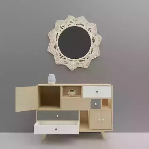 3D Model of Macrame mirror and sideboard