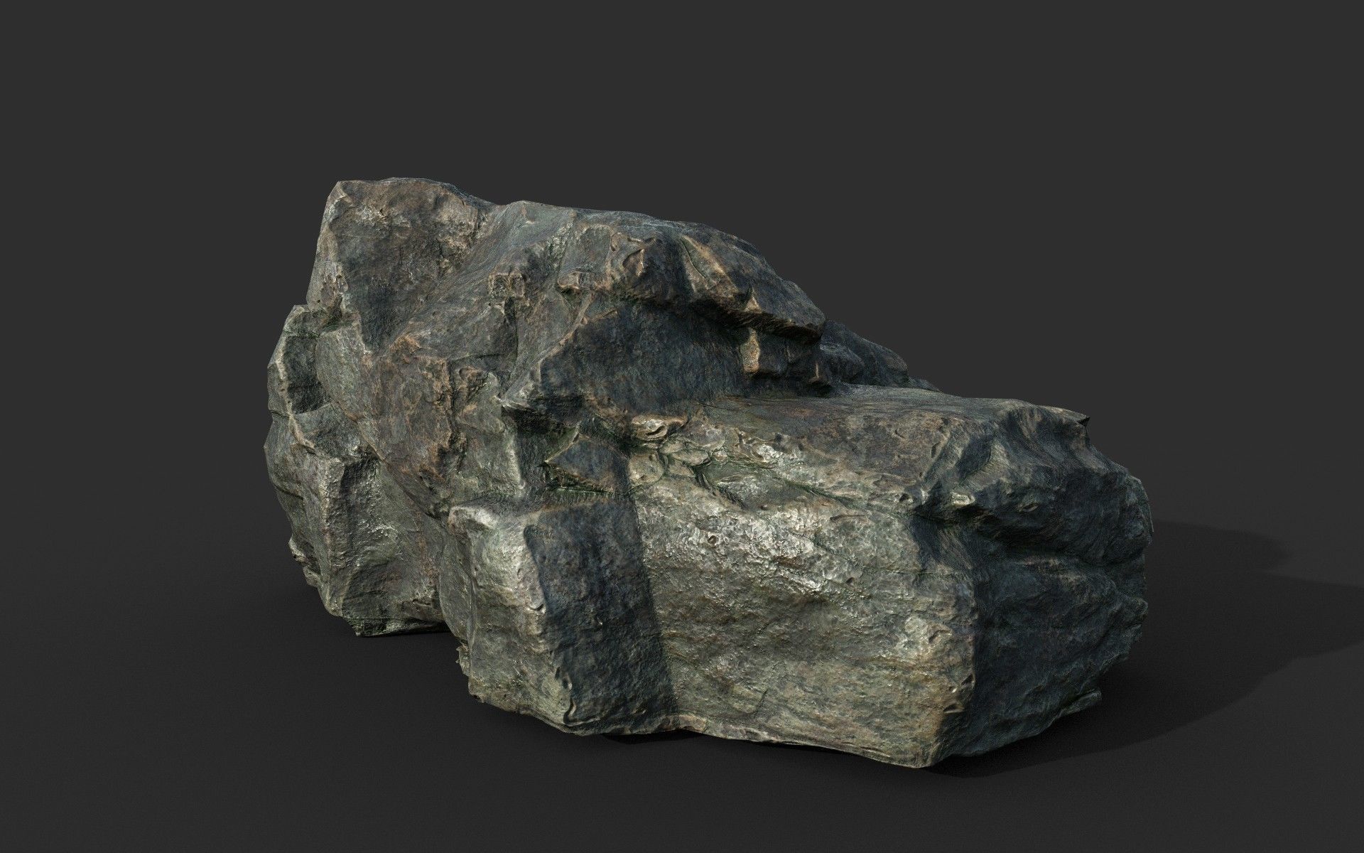 Low poly Cracked Rock B 210221 Low-poly 3D model_12