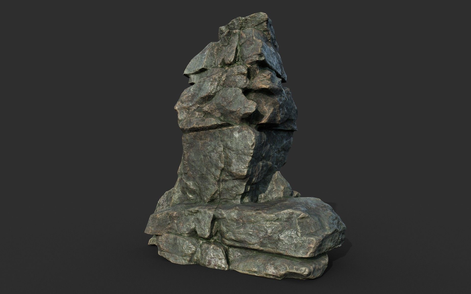 Low poly Cracked Rock B 210221 Low-poly 3D model_32