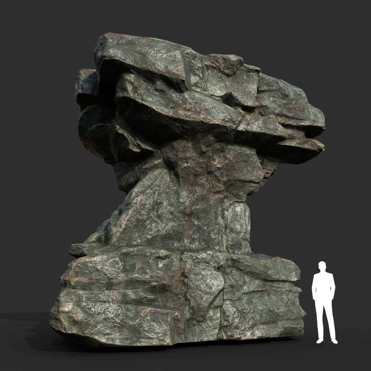 Low poly Cracked Rock B 210221 Low-poly 3D model_26