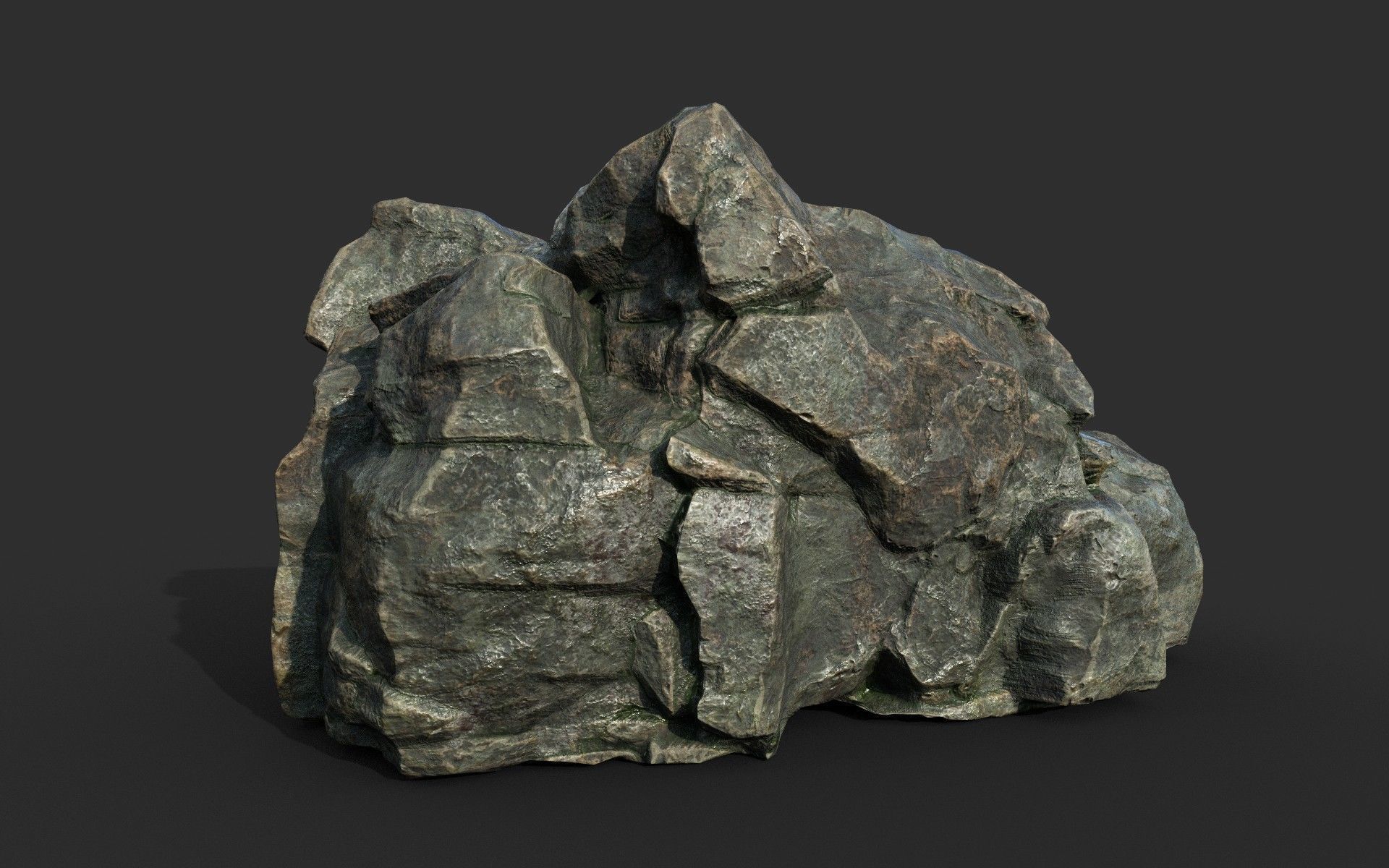 Low poly Cracked Rock B 210221 Low-poly 3D model_13