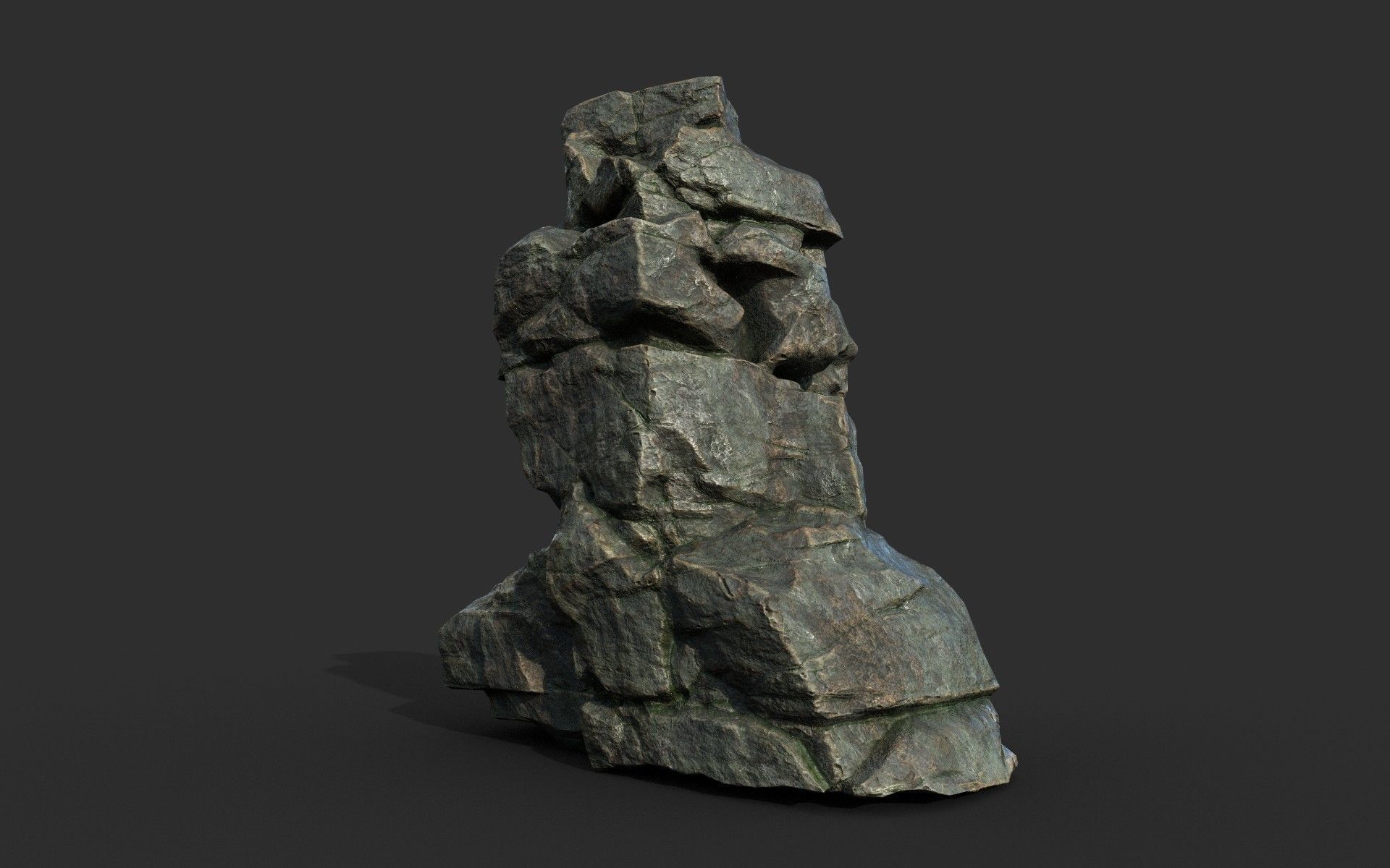 Low poly Cracked Rock B 210221 Low-poly 3D model_34