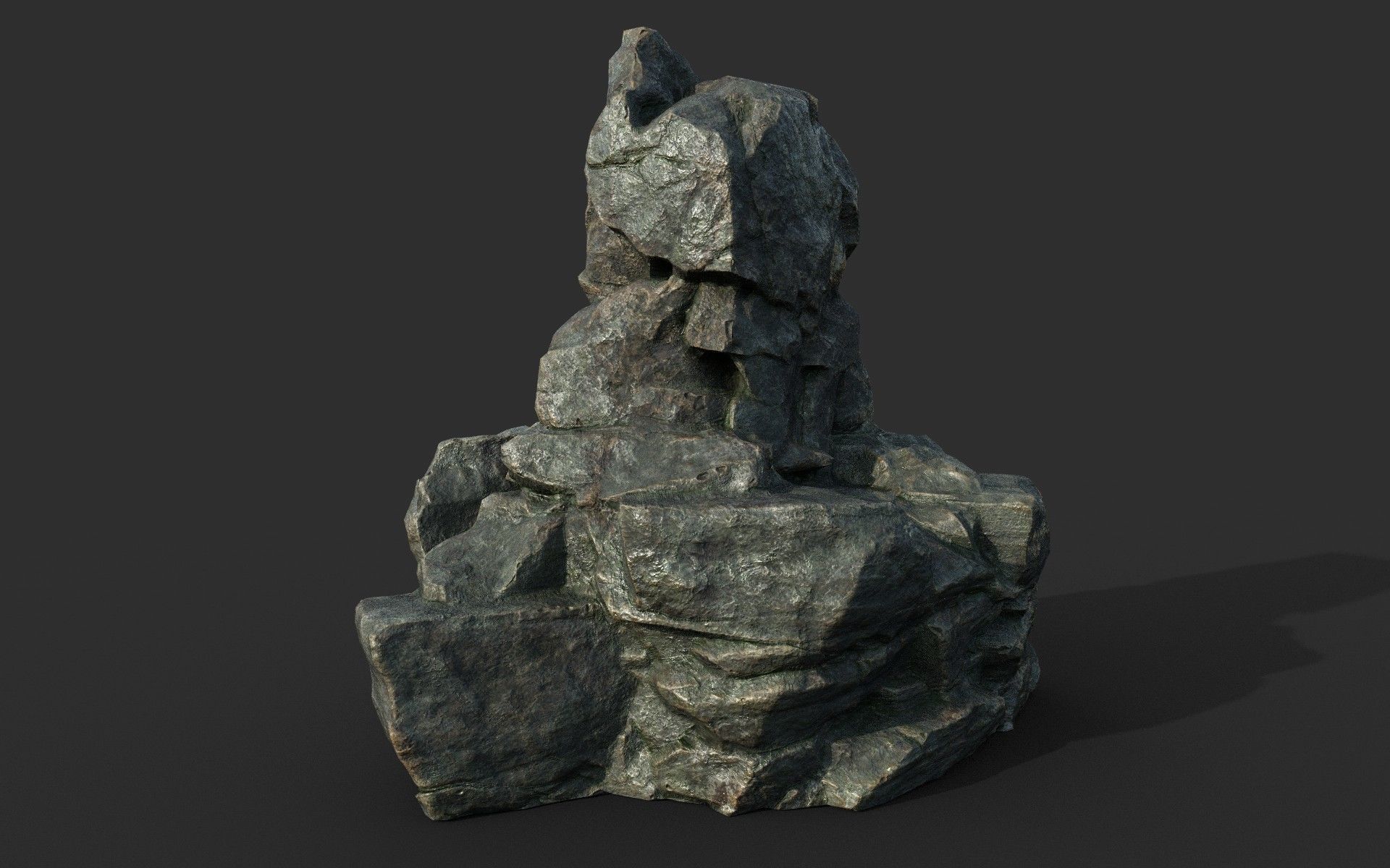 Low poly Cracked Rock B 210221 Low-poly 3D model_48