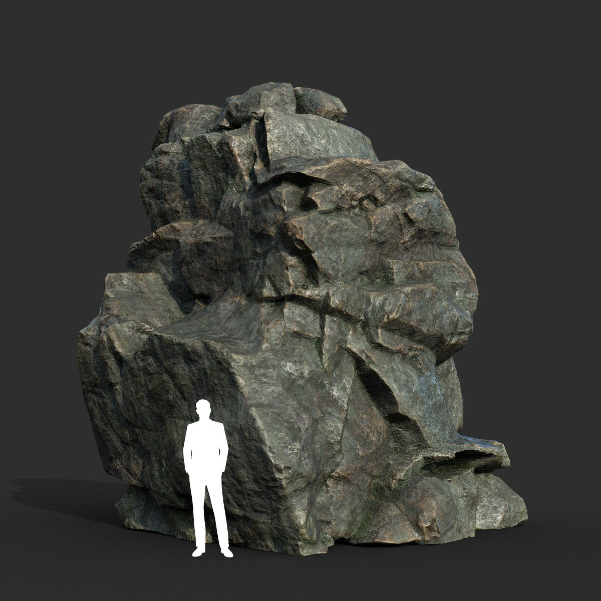 Low poly Cracked Rock B 210221 Low-poly 3D model_16
