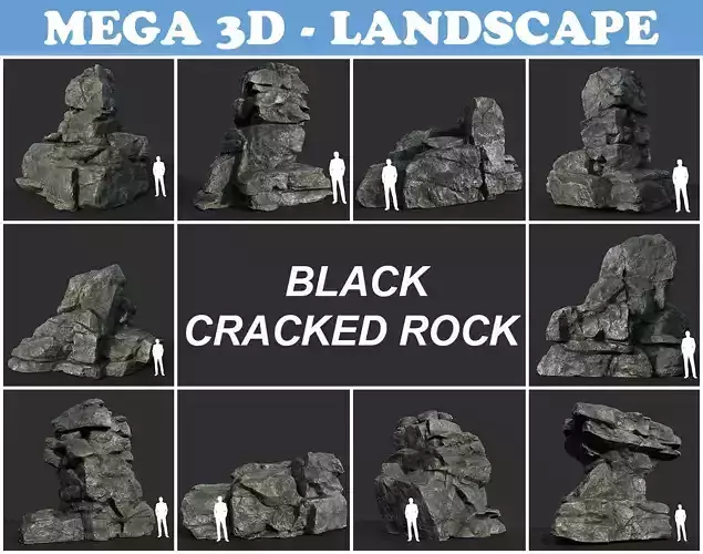Low poly Cracked Rock B 210221 Low-poly 3D model