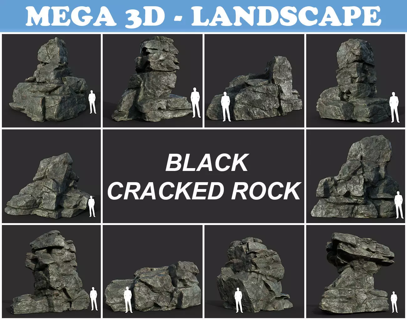 Low poly Cracked Rock B 210221 Low-poly 3D model_0