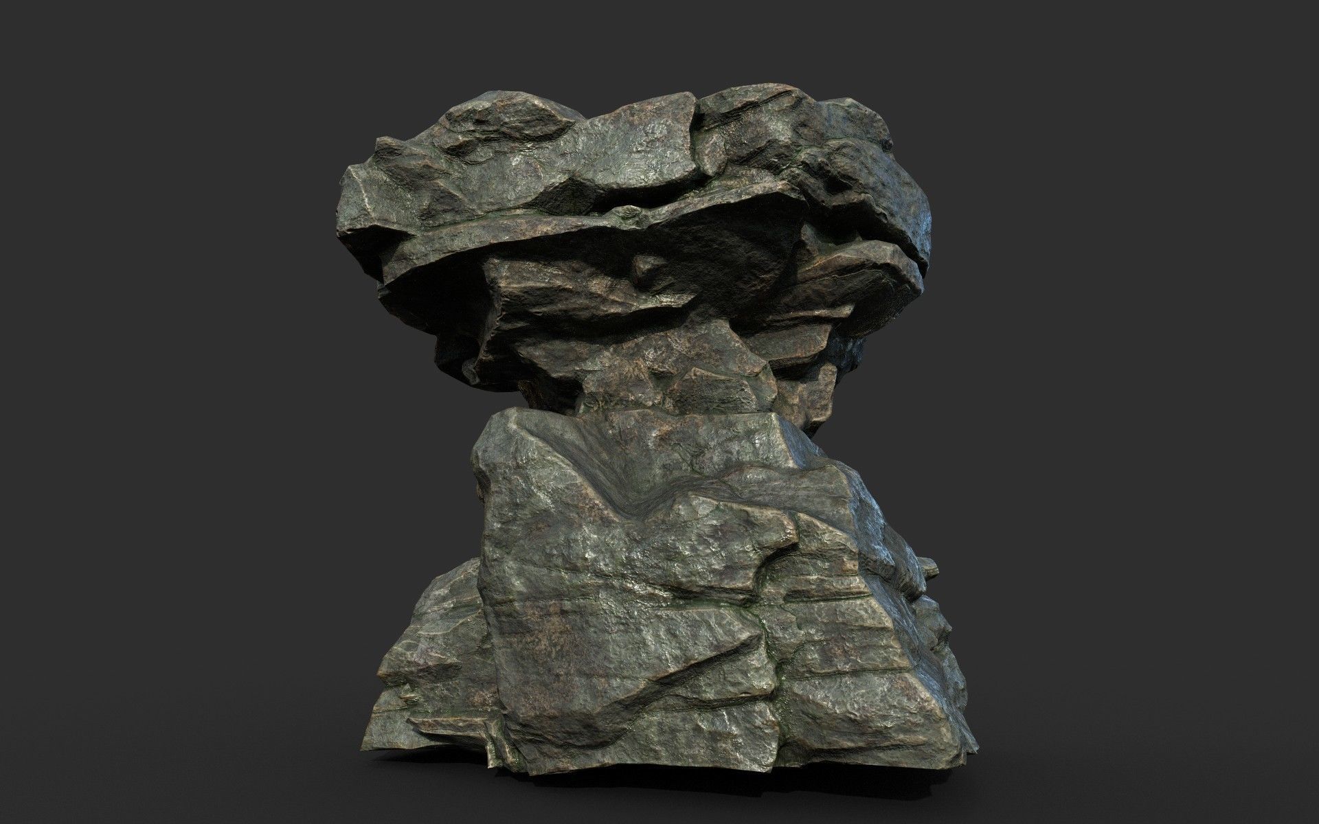 Low poly Cracked Rock B 210221 Low-poly 3D model_29
