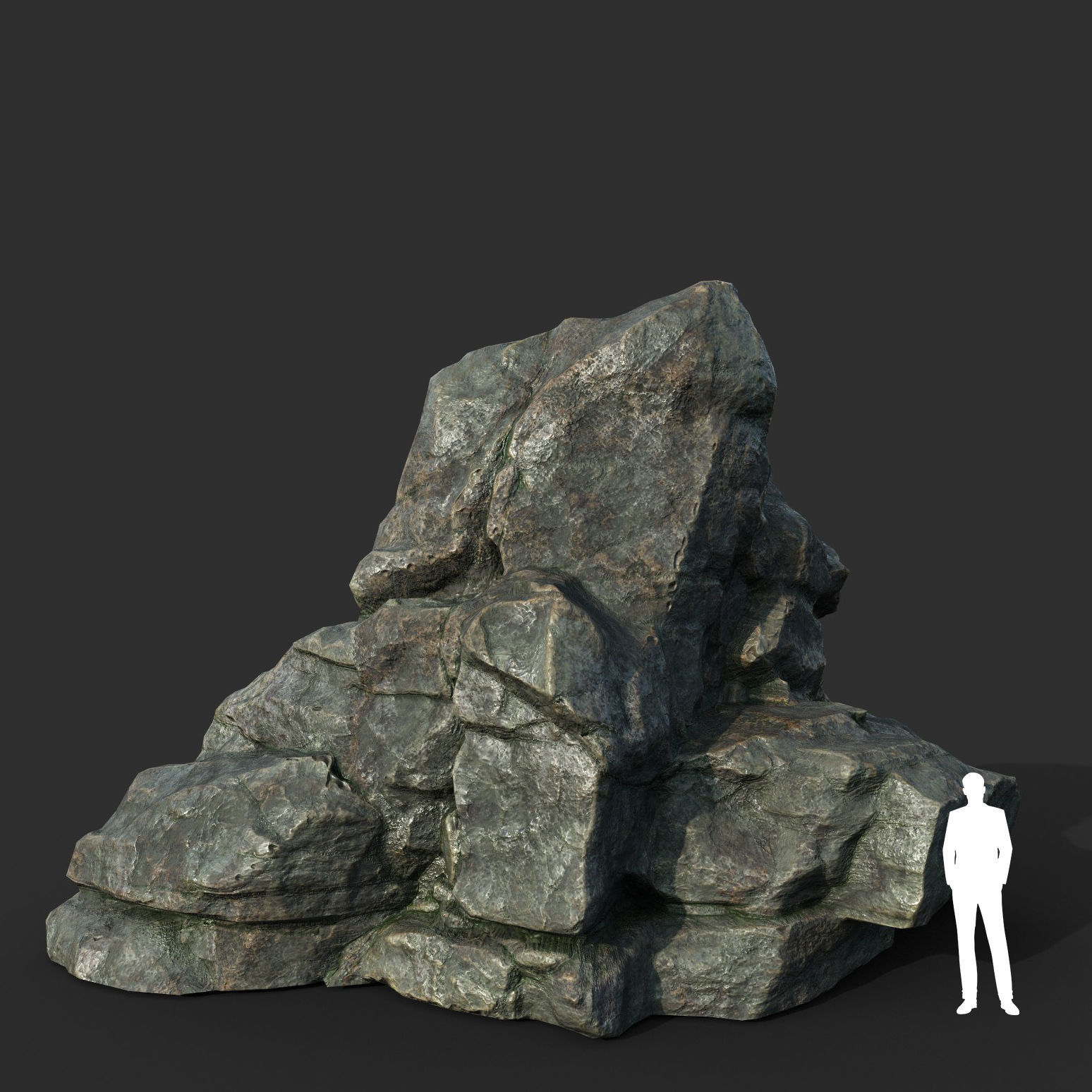 Low poly Cracked Rock B 210221 Low-poly 3D model_1