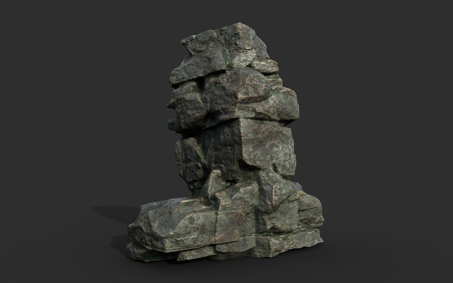 Low poly Cracked Rock B 210221 Low-poly 3D model_33