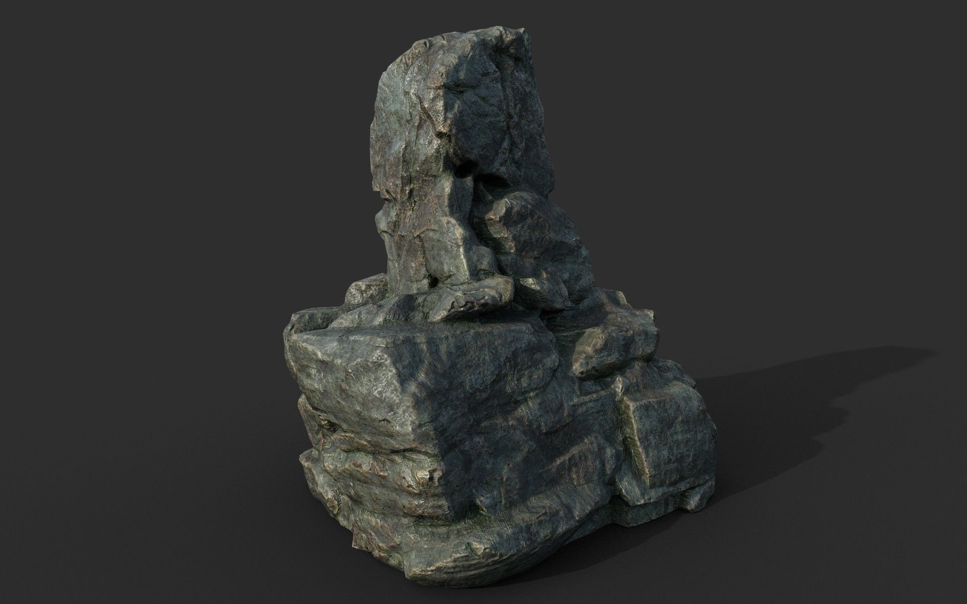 Low poly Cracked Rock B 210221 Low-poly 3D model_49