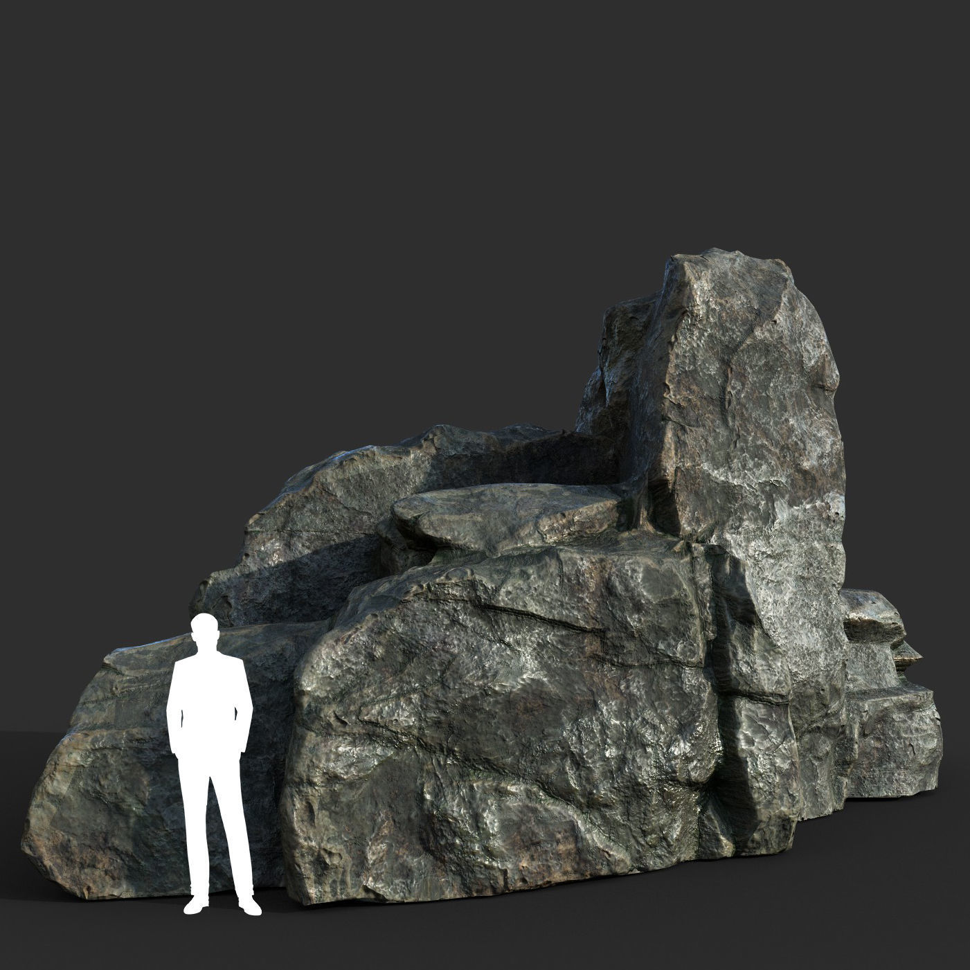 Low poly Cracked Rock B 210221 Low-poly 3D model_6