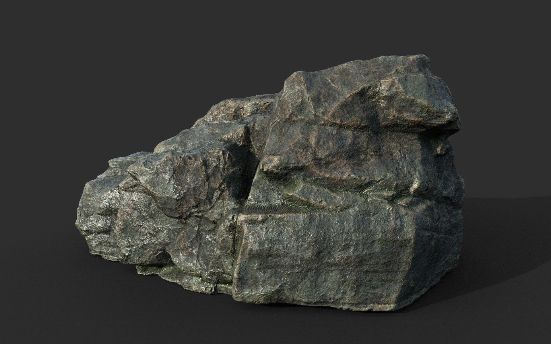 Low poly Cracked Rock B 210221 Low-poly 3D model_14